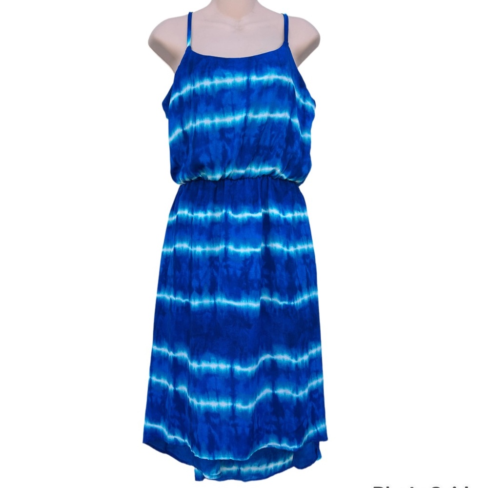 Blue Tie-Dye Spaghetti Strap Dress Large